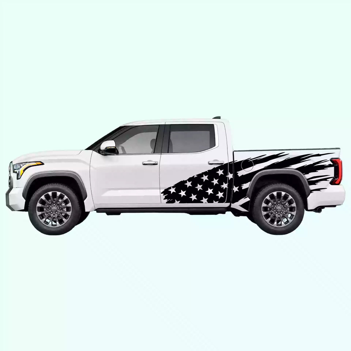 3rd Gen Toyota Tundra US Flag Side Decals Vinyl Graphics Kit Black