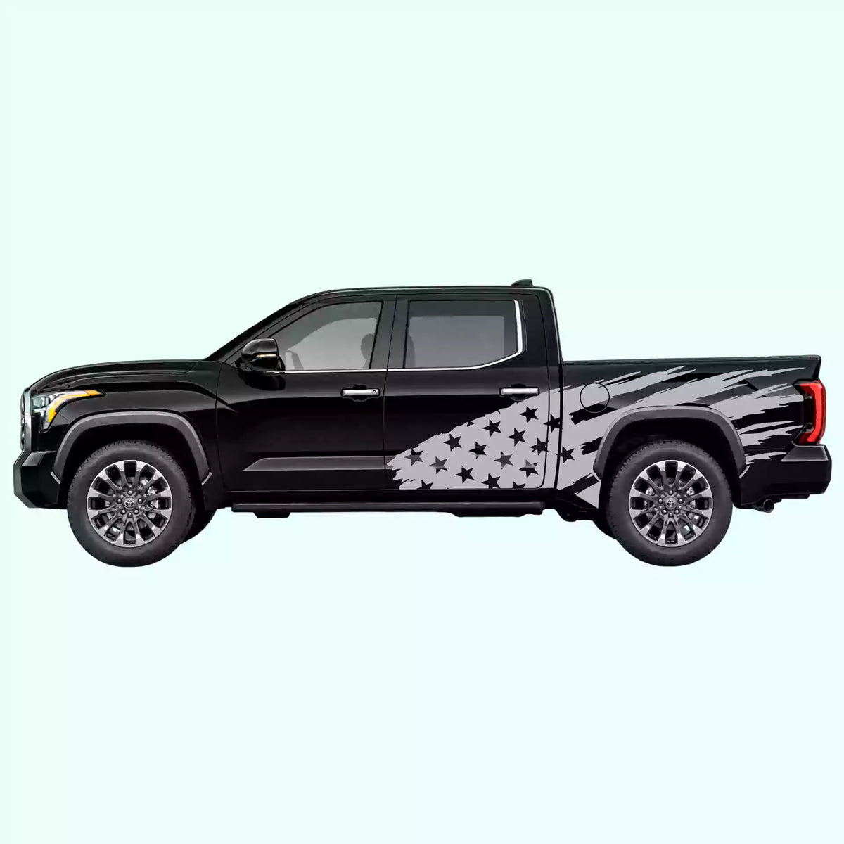 3rd Gen Toyota Tundra US Flag Side Decals Vinyl Graphics Kit Gray