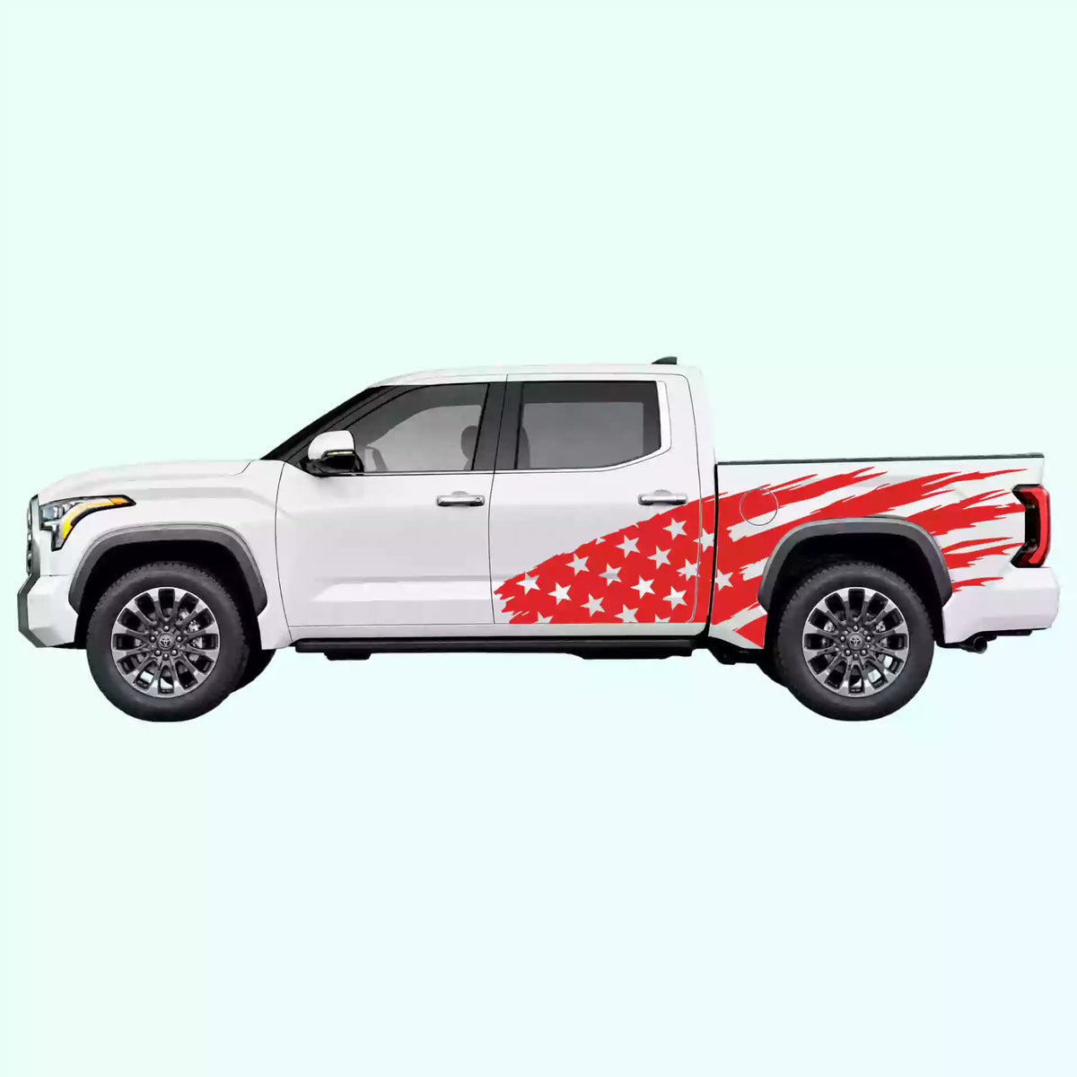 3rd Gen Toyota Tundra US Flag Side Decals Vinyl Graphics Kit Red