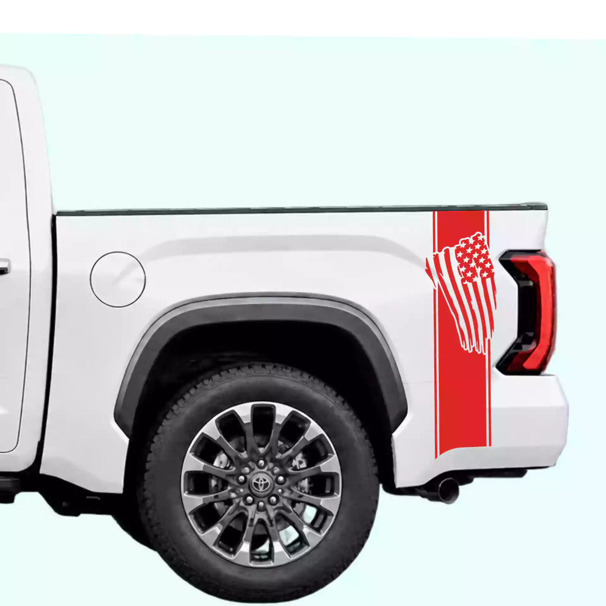 3rd Gen Toyota Tundra USA Flag Bed Decals Vinyl Graphics Kit Red