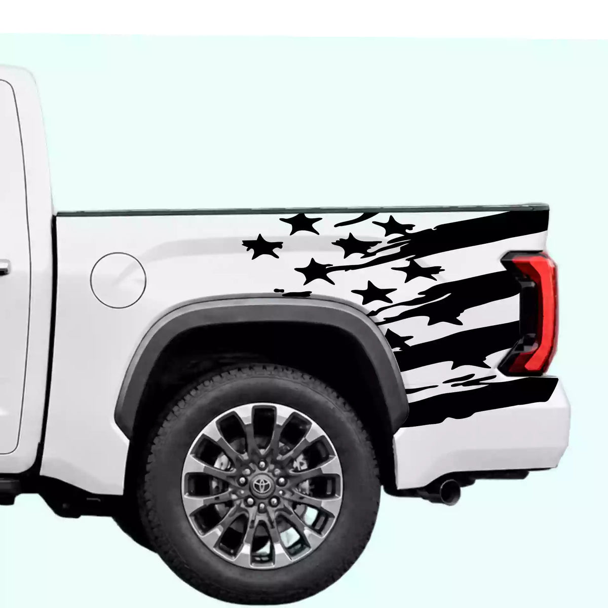 3rd Gen Toyota Tundra USA Flag Shred Bed Decals Vinyl Graphics Kit Black