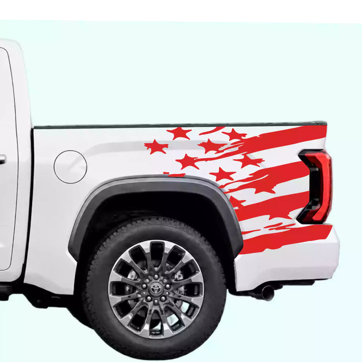 3rd Gen Toyota Tundra USA Flag Shred Bed Decals Vinyl Graphics Kit Red