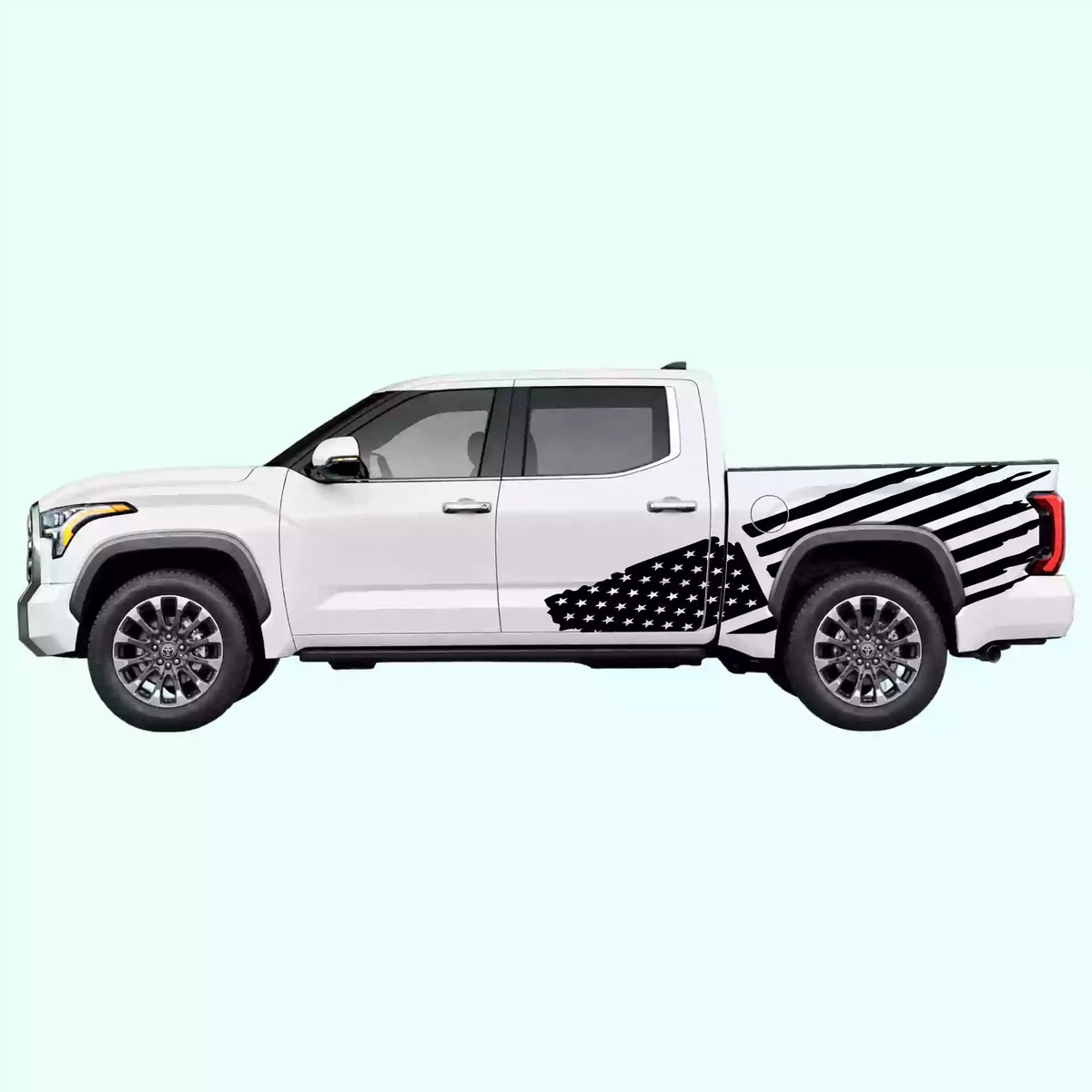 3rd Gen Toyota Tundra USA Flag Side Decals Vinyl Graphics Kit Black