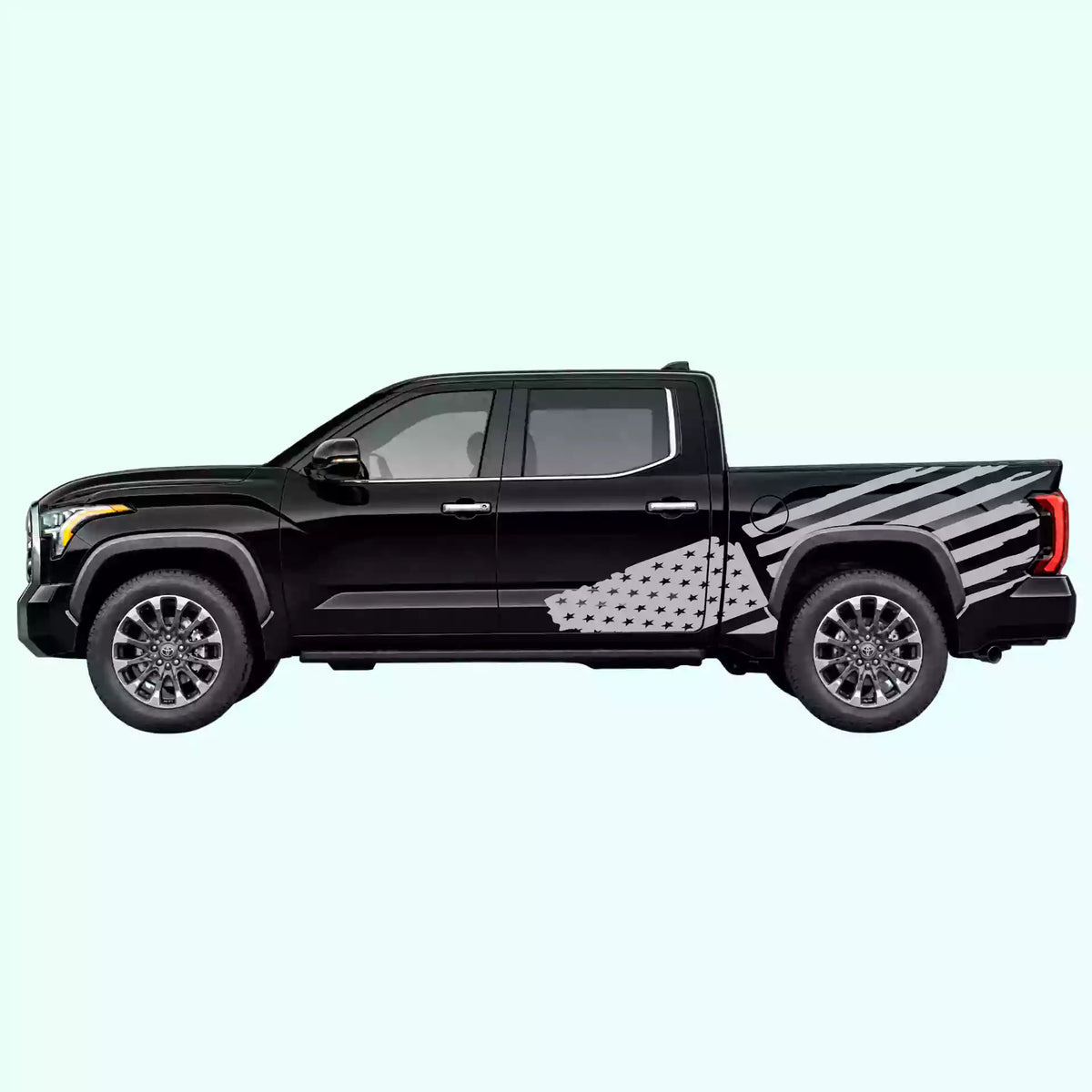 3rd Gen Toyota Tundra USA Flag Side Decals Vinyl Graphics Kit Gray