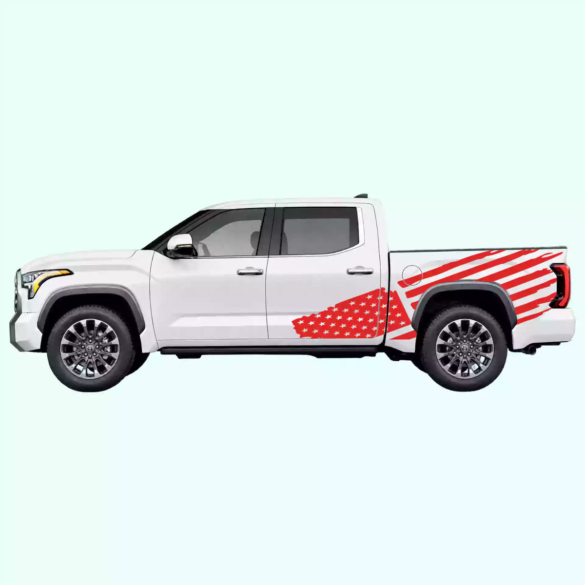 3rd Gen Toyota Tundra USA Flag Side Decals Vinyl Graphics Kit Red
