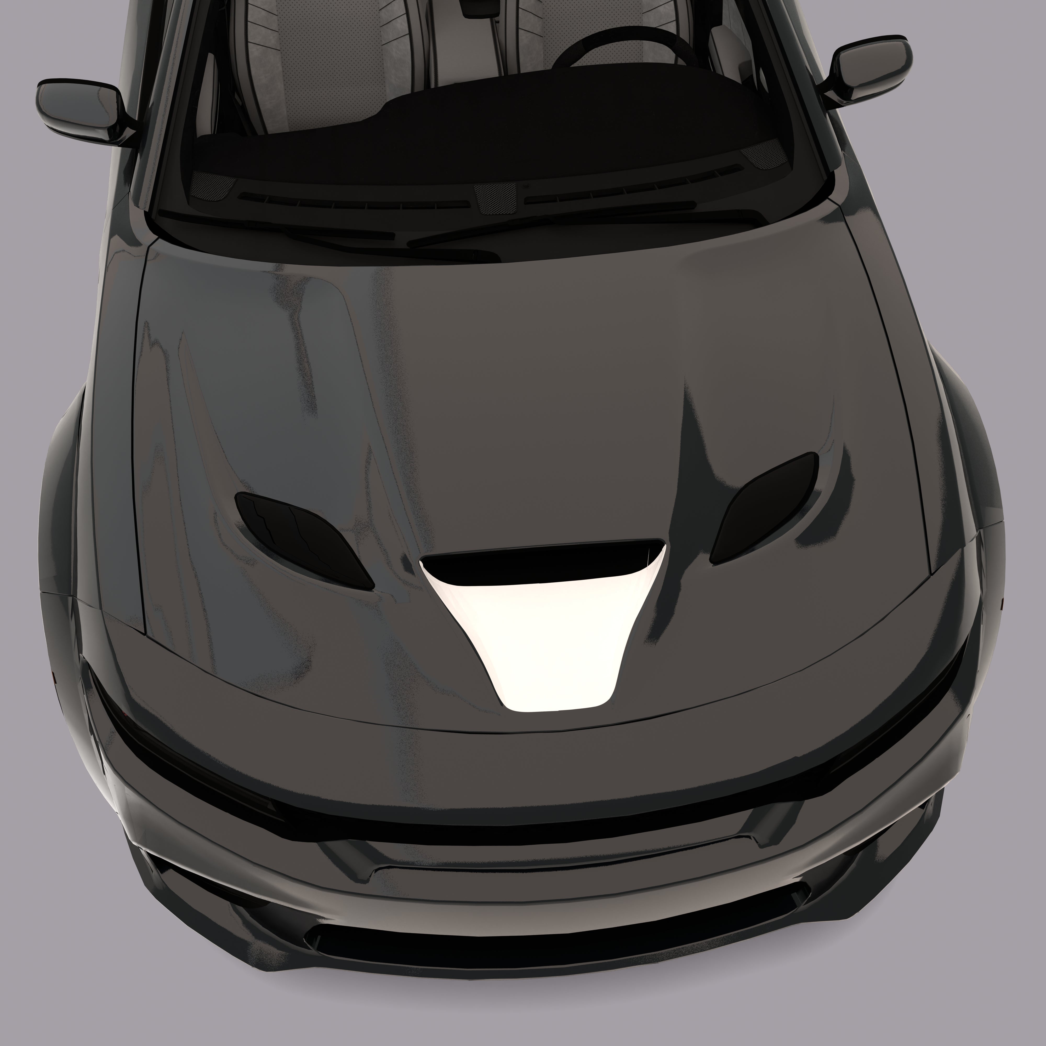 white car with white Hood Intake Scoop Decals