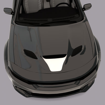 white car with white Hood Intake Scoop Decals