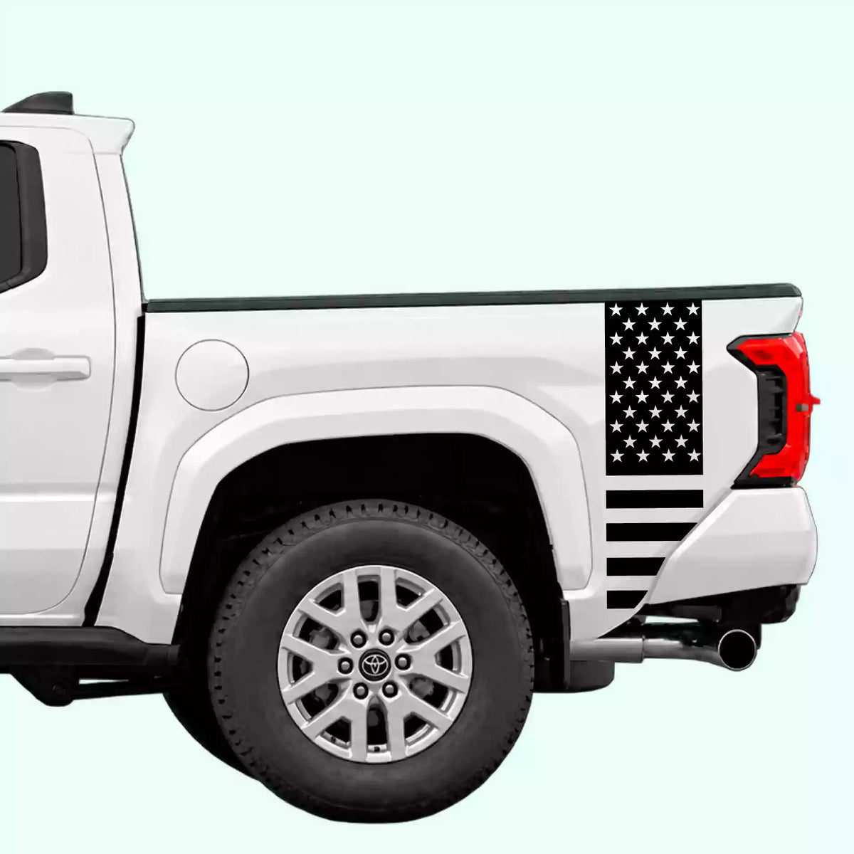 4th Gen Toyota Tacoma American Flag Bed Side Stripes Vinyl Graphics Kit Black