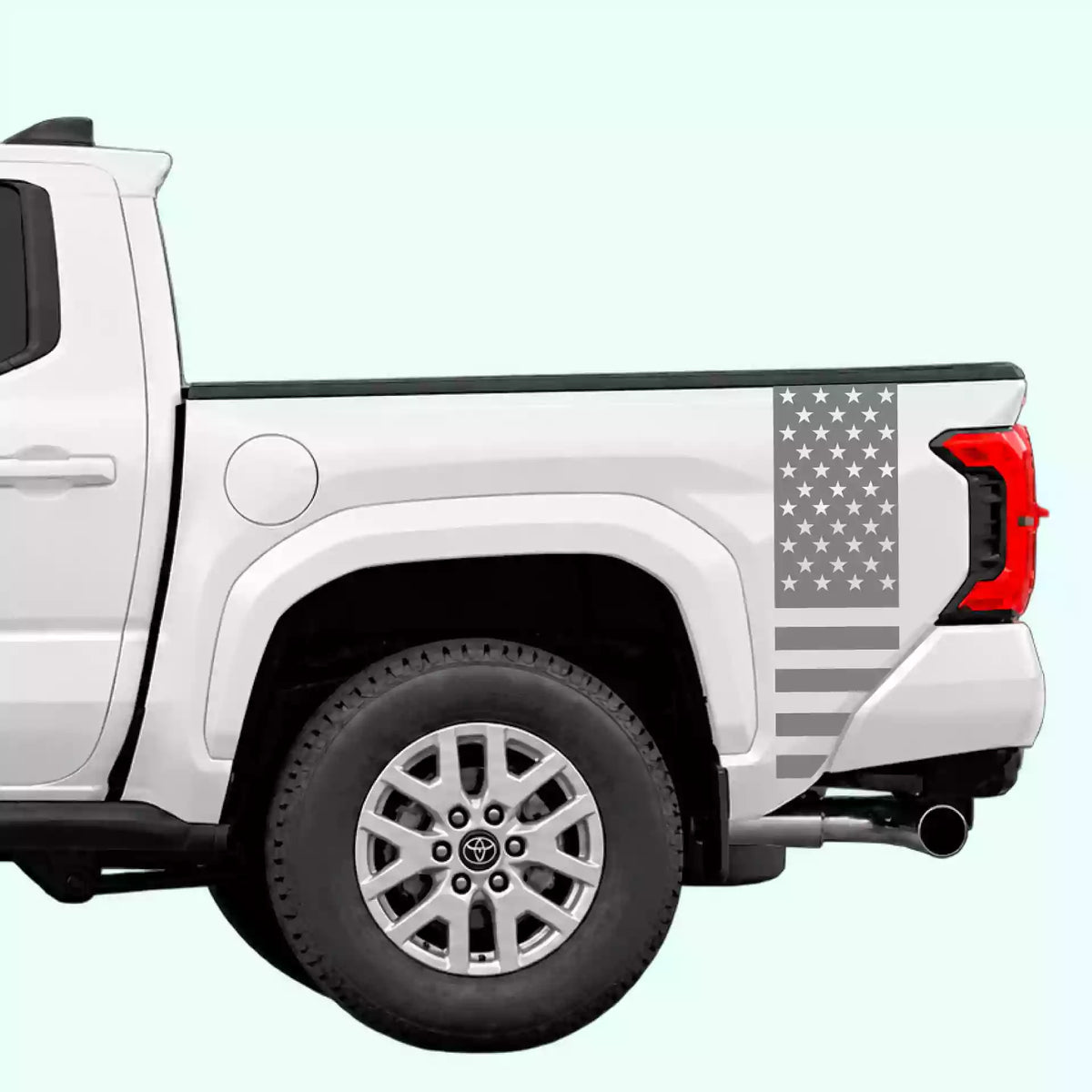 4th Gen Toyota Tacoma American Flag Bed Side Stripes Vinyl Graphics Kit Gray
