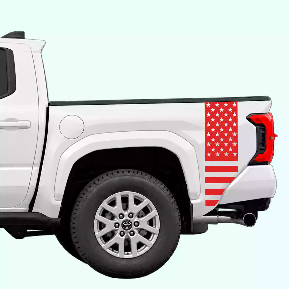 4th Gen Toyota Tacoma American Flag Bed Side Stripes Vinyl Graphics Kit Red
