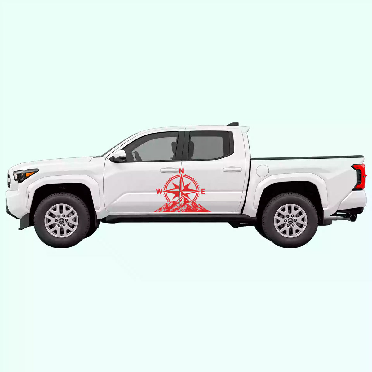4th Gen Toyota Tacoma Compass Mountains Side Decals Vinyl Graphics Kit Red