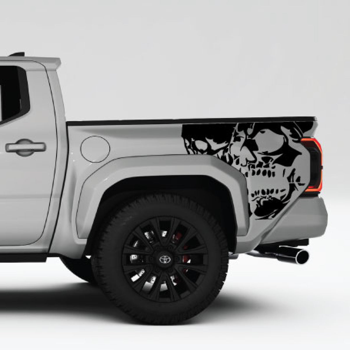 4th Gen Toyota Tacoma Double Skull Bed Decals Vinyl Graphics Kit black