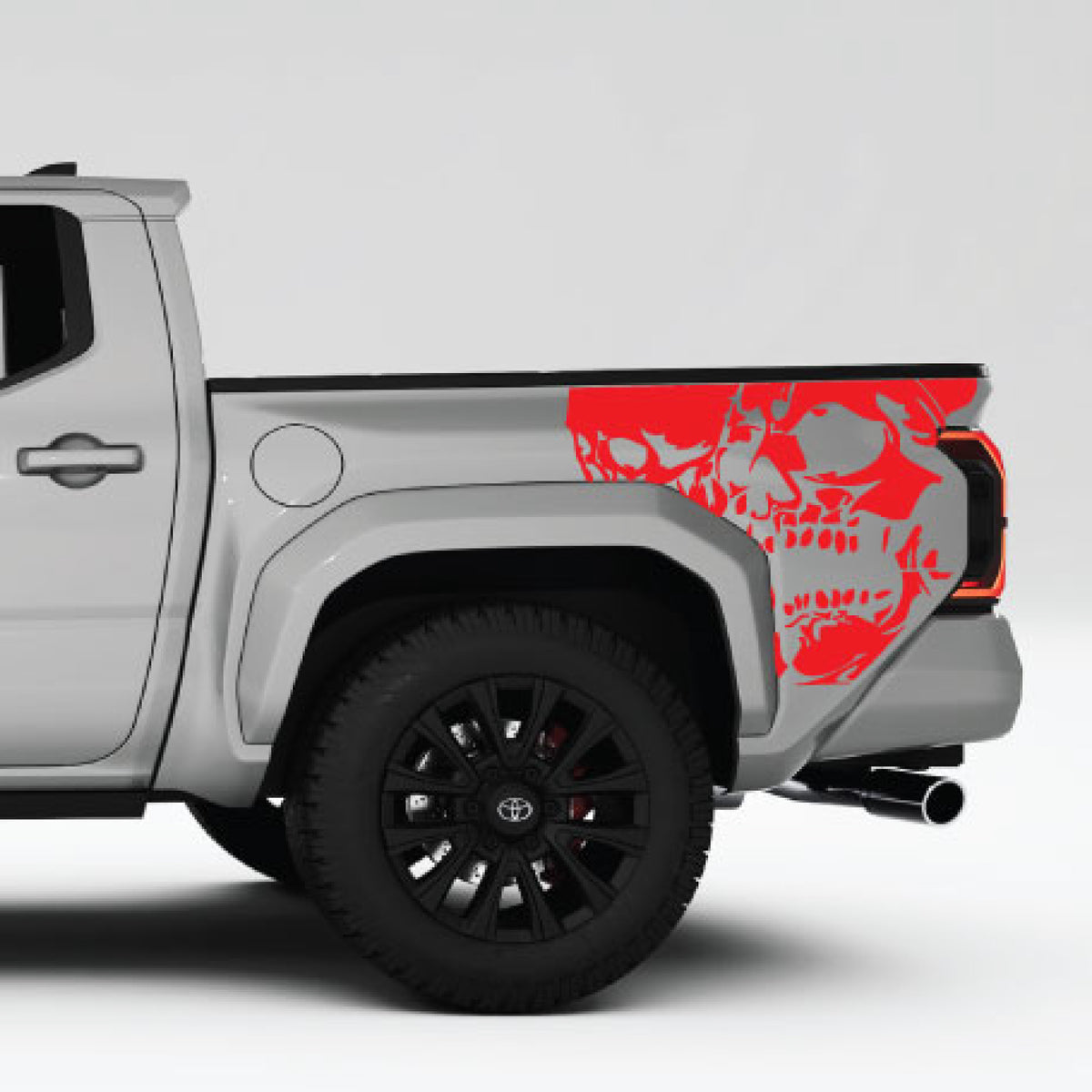 4th Gen Toyota Tacoma Double Skull Bed Decals Vinyl Graphics Kit red