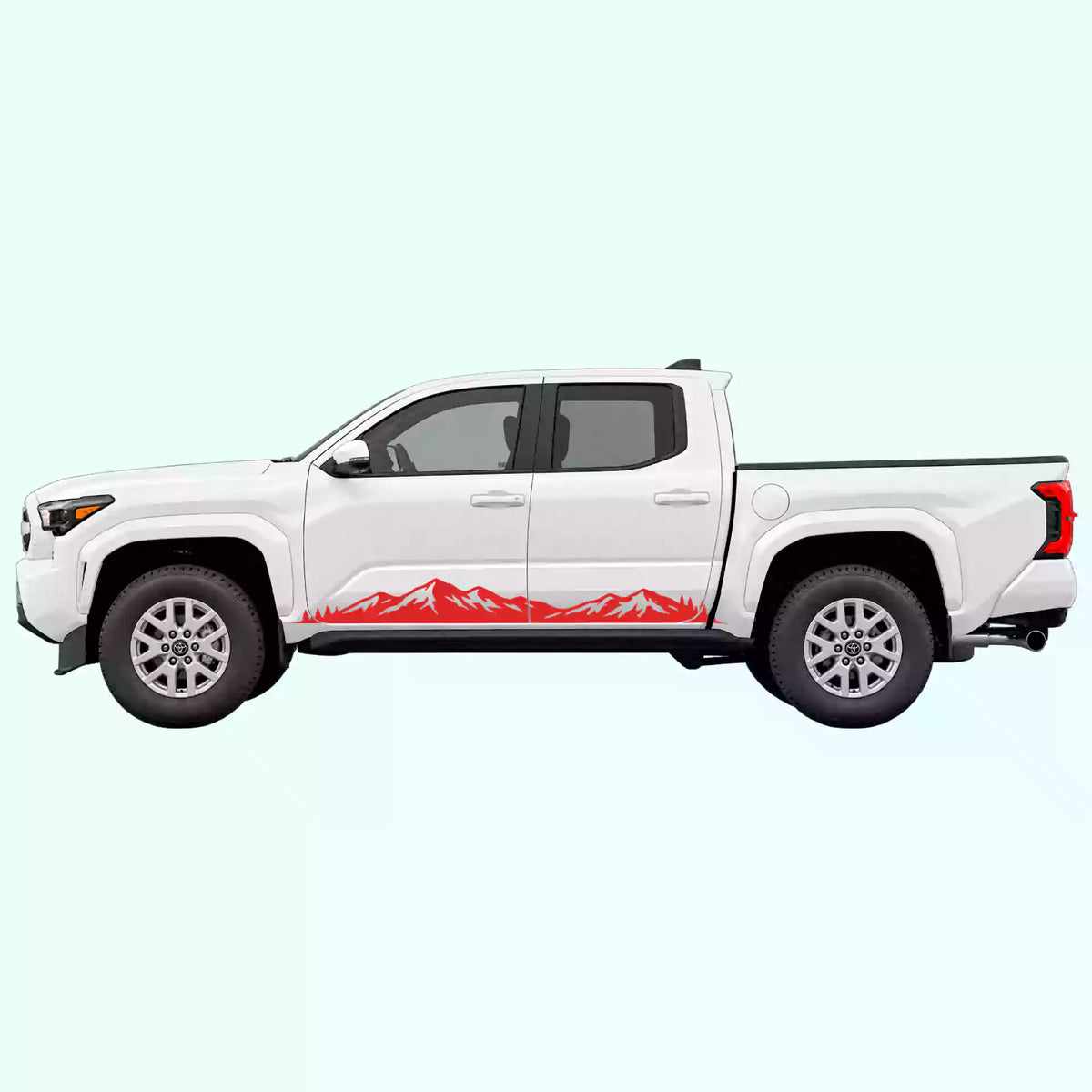4th Gen Toyota Tacoma Mountain Range Rocker Stripes Vinyl Graphics Kit Red