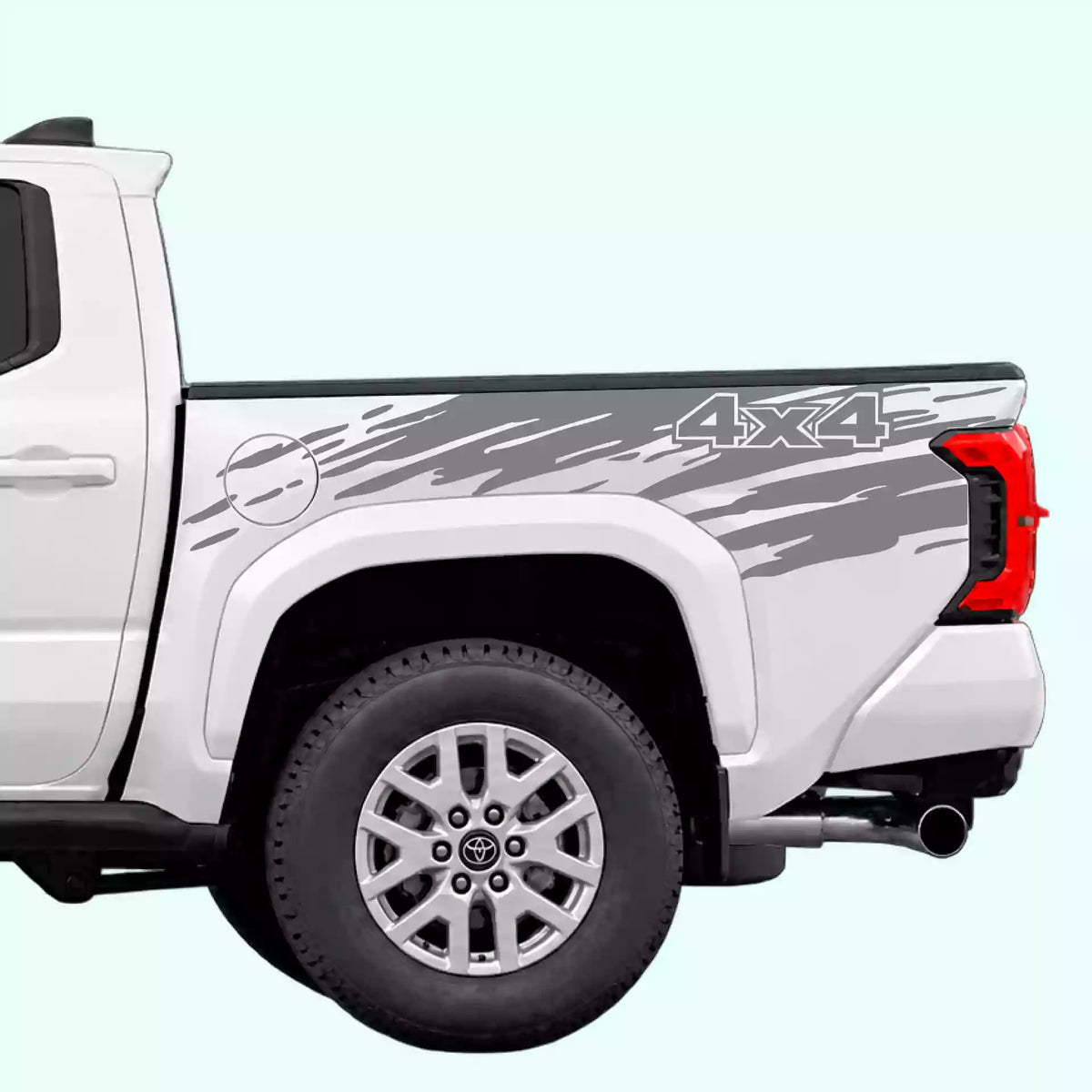 4th Gen Toyota Tacoma Mud Splash 4x4 Bed Decals Vinyl Graphics Kit Gray
