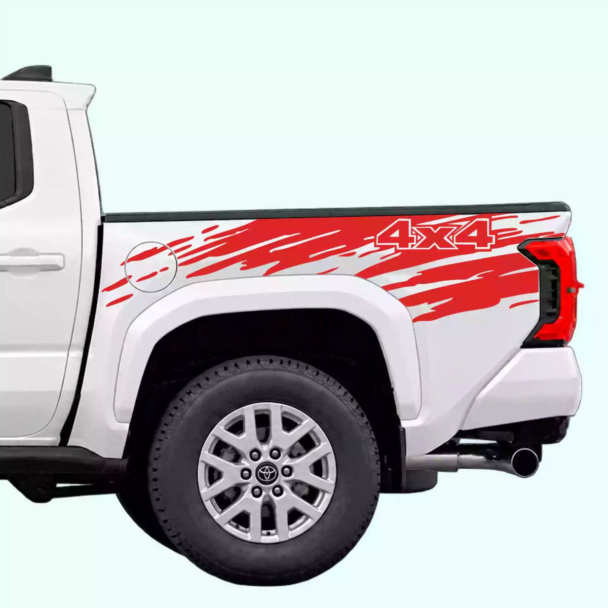 4th Gen Toyota Tacoma Mud Splash 4x4 Bed Decals Vinyl Graphics Kit Red