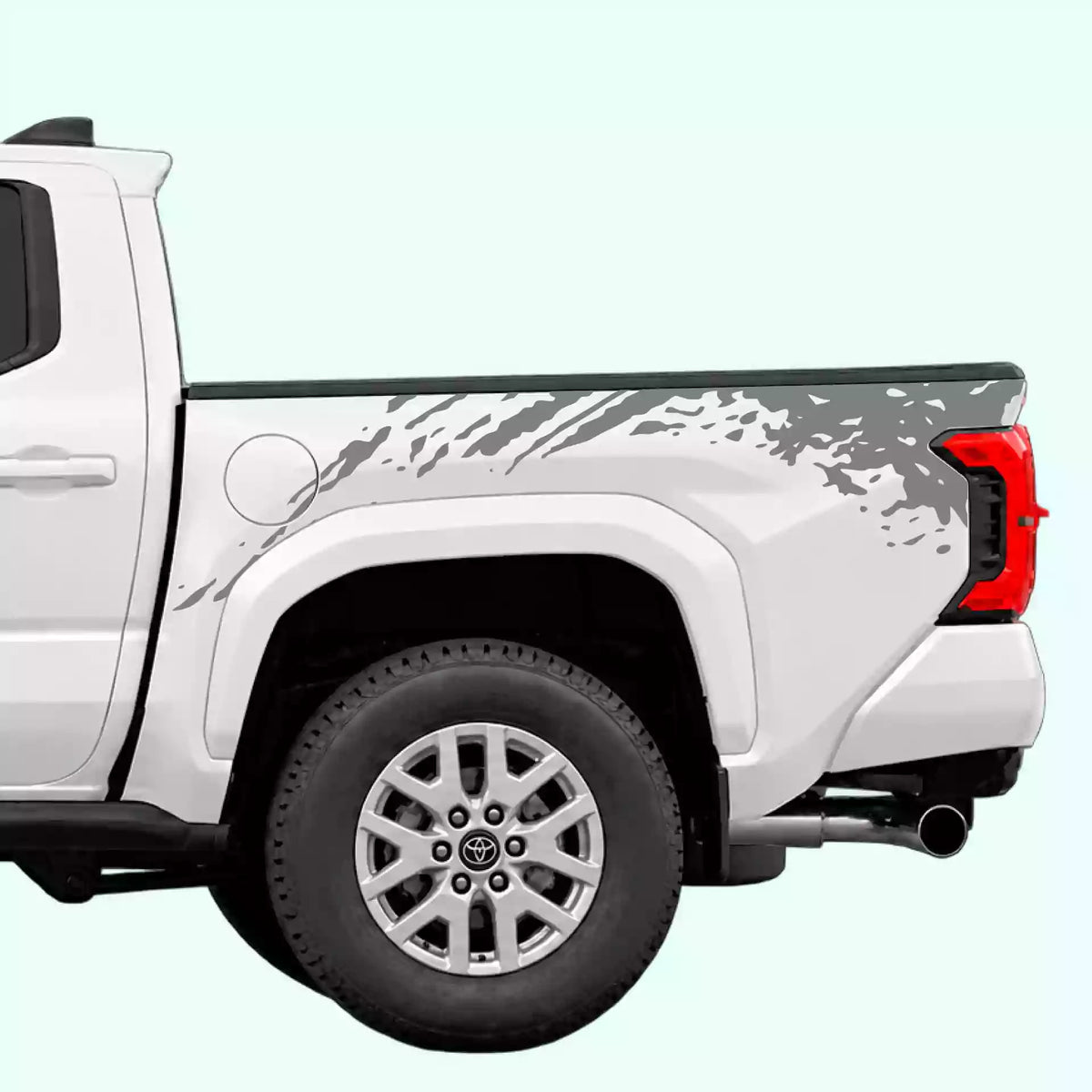 4th Gen Toyota Tacoma Mud Splash Bed Decals Vinyl Graphics Kit Gray