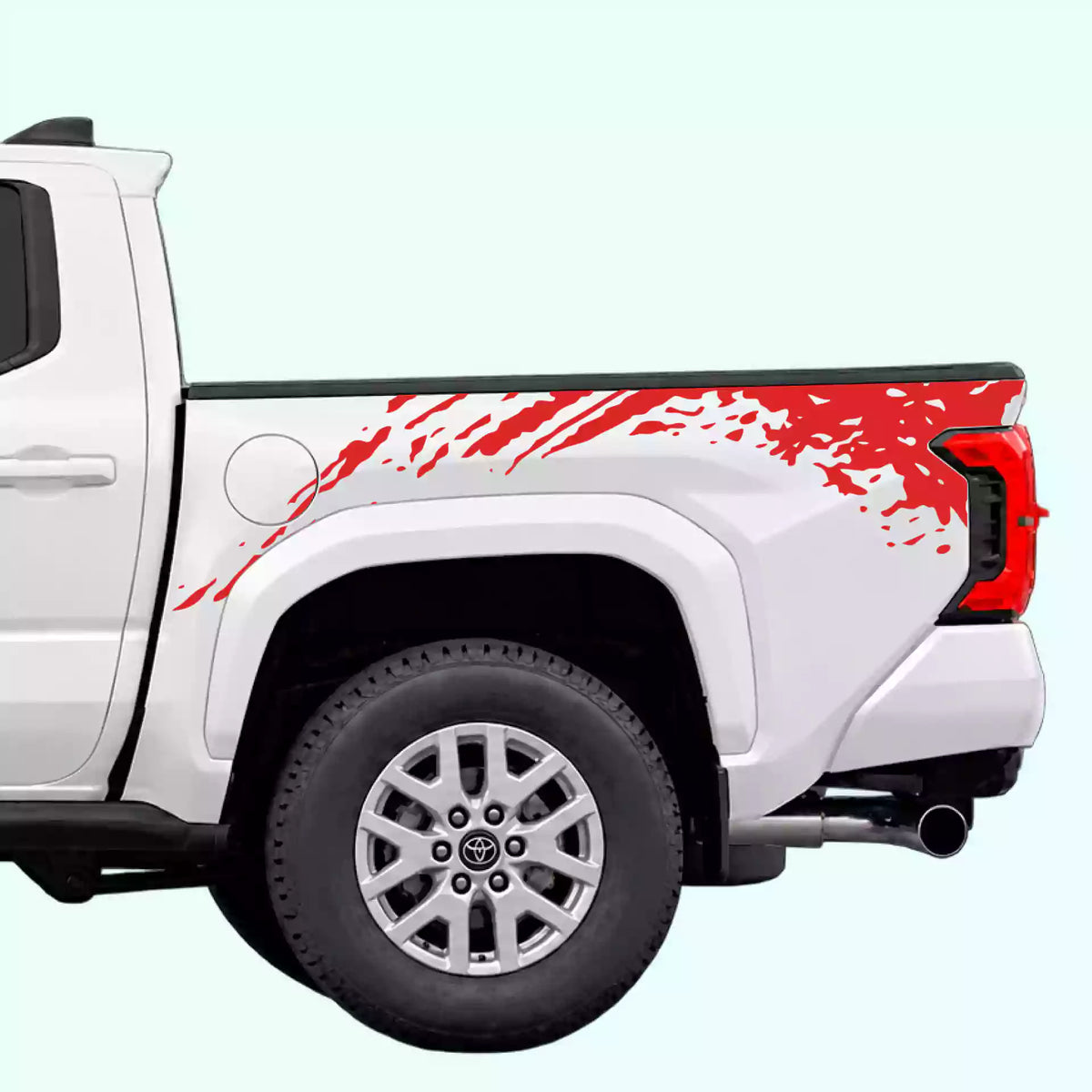 4th Gen Toyota Tacoma Mud Splash Bed Decals Vinyl Graphics Kit Red