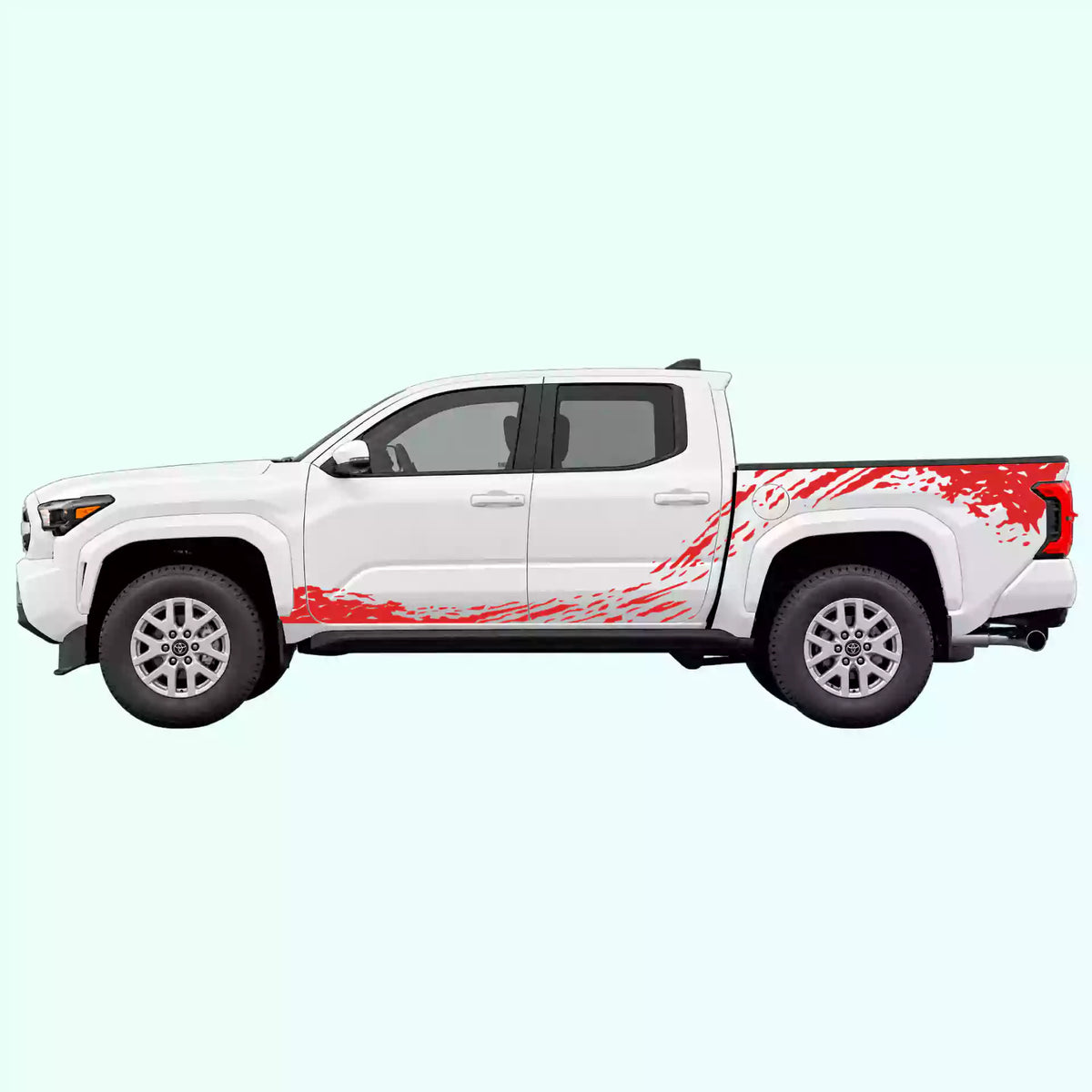 4th Gen Toyota Tacoma Mud Splash Rocker & Bed Decals Vinyl Graphics Kit Red