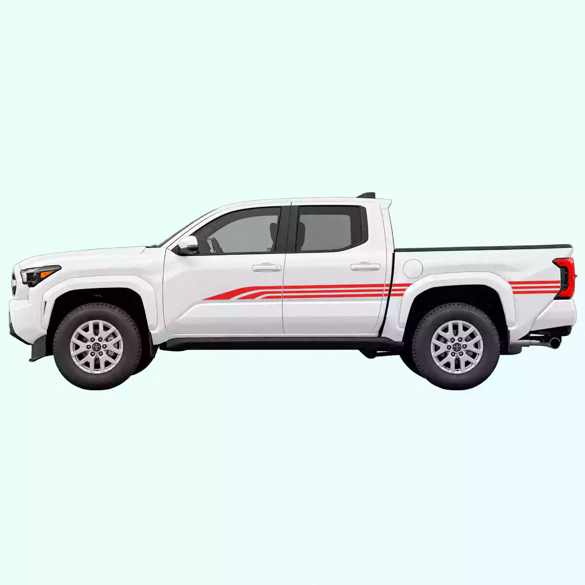4th Gen Toyota Tacoma Old School Side Stripes Vinyl Graphics Kit Red