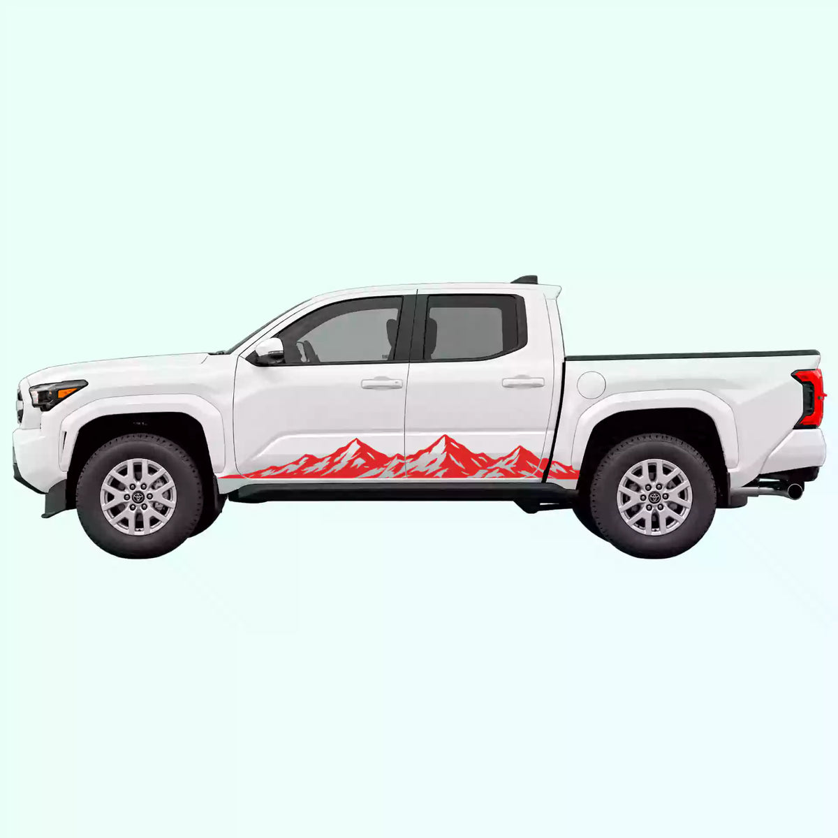 4th Gen Toyota Tacoma Peak Mountain Rocker Stripes Vinyl Graphics Kit Red