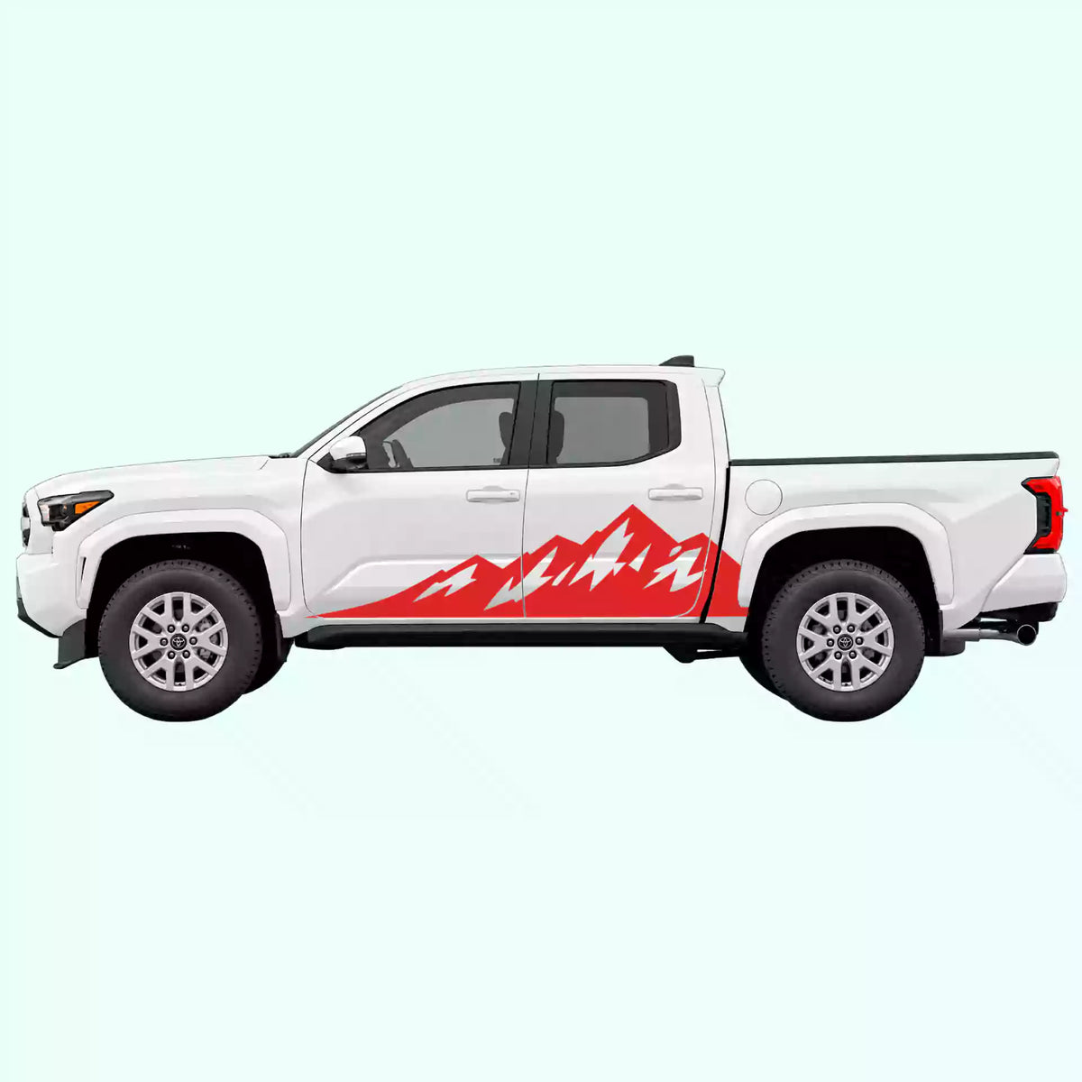 4th Gen Toyota Tacoma Peak Mountain Side Decals Vinyl Graphics Kit Red