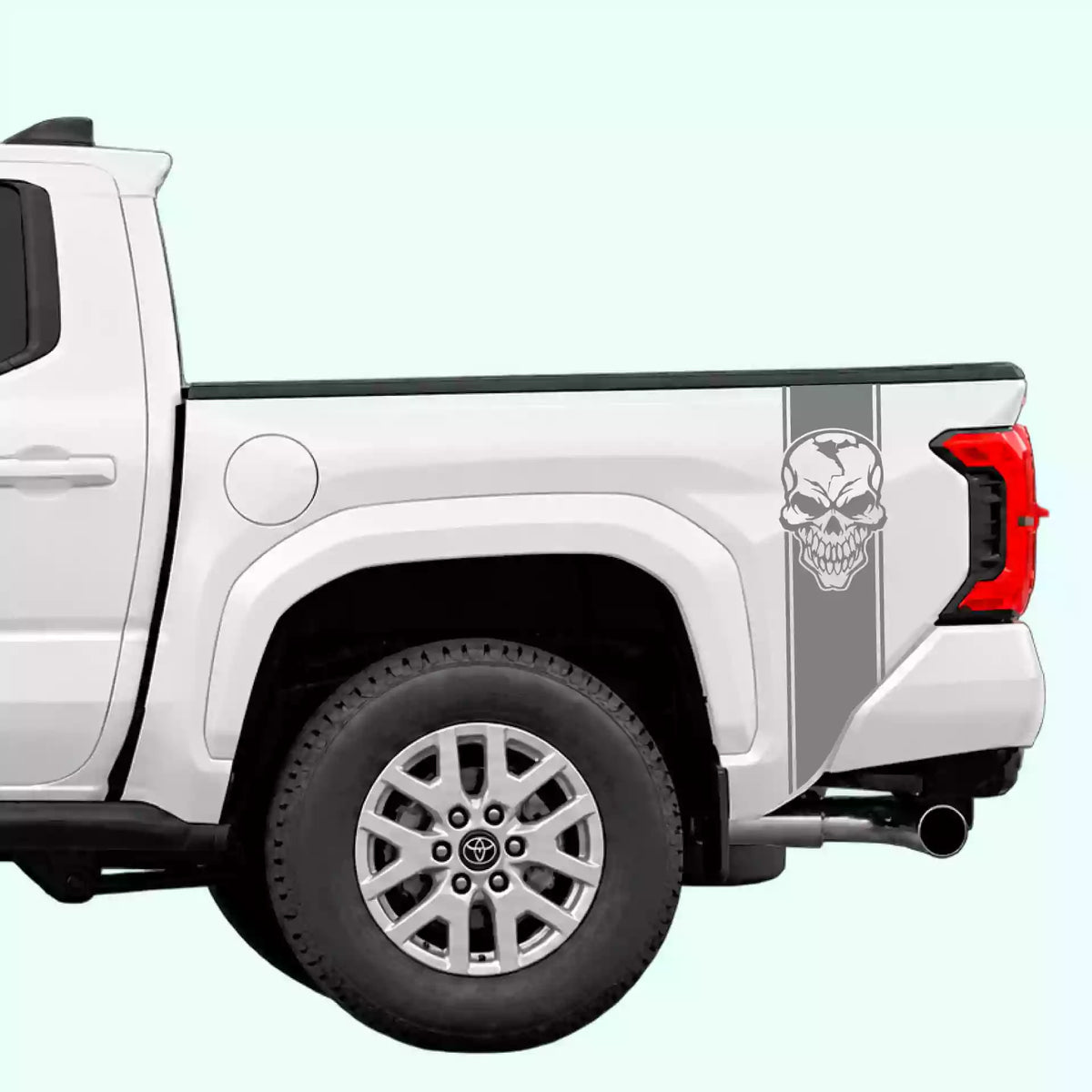 4th Gen Toyota Tacoma Skull Bed Stripes Vinyl Graphics Kit Gray