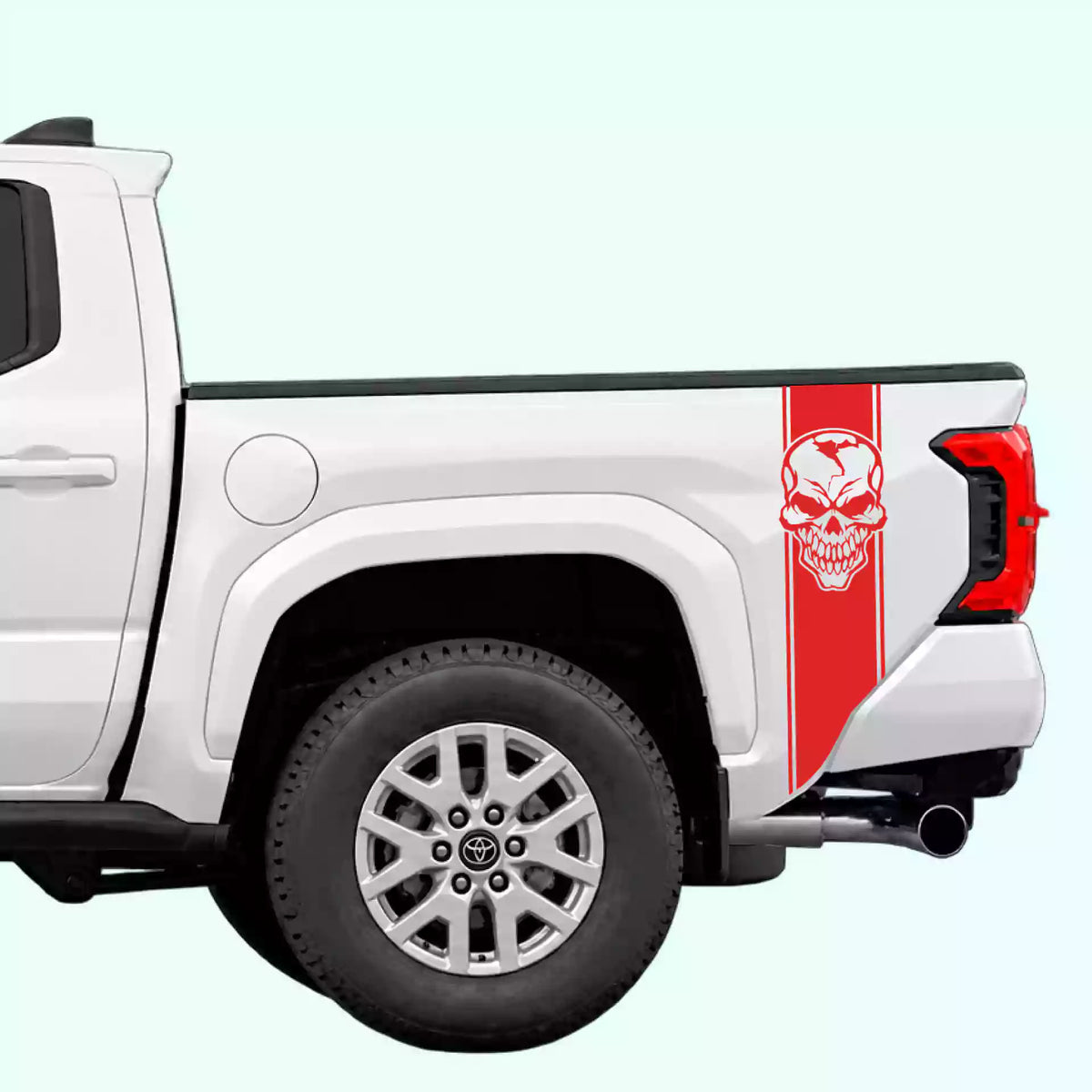 4th Gen Toyota Tacoma Skull Bed Stripes Vinyl Graphics Kit Red