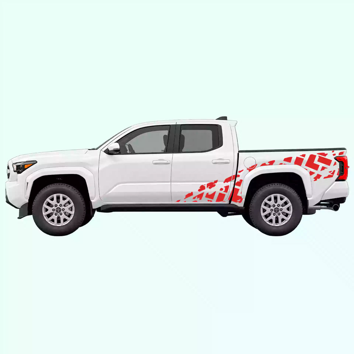 4th Gen Toyota Tacoma Tire Tracks Side Decals Vinyl Graphics Kit Red