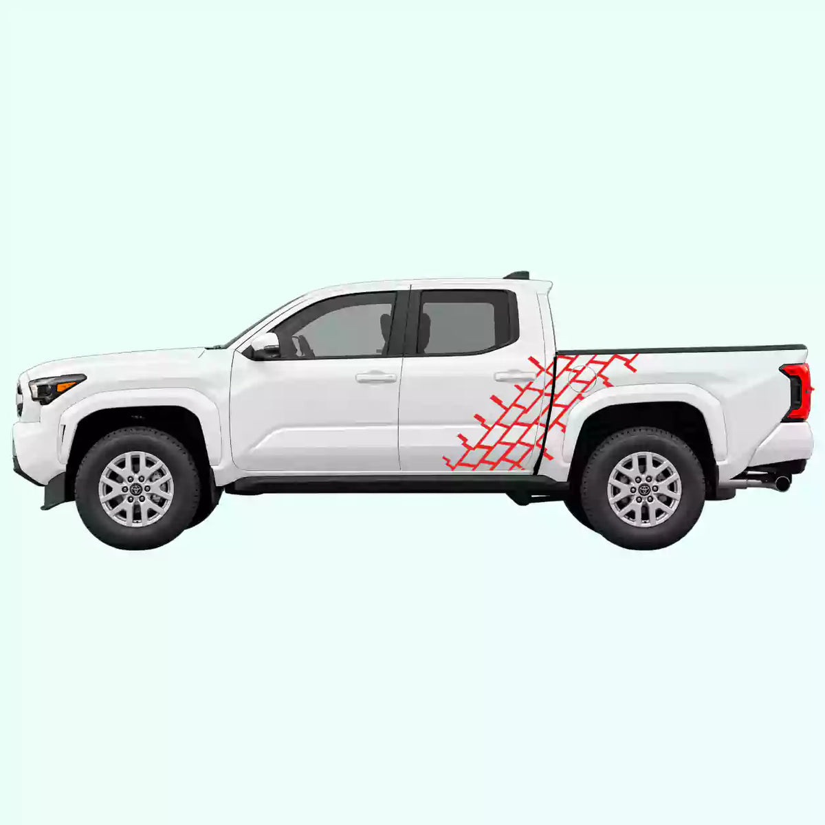 4th Gen Toyota Tacoma Tire Tread Side Decals Vinyl Graphics Kit Red