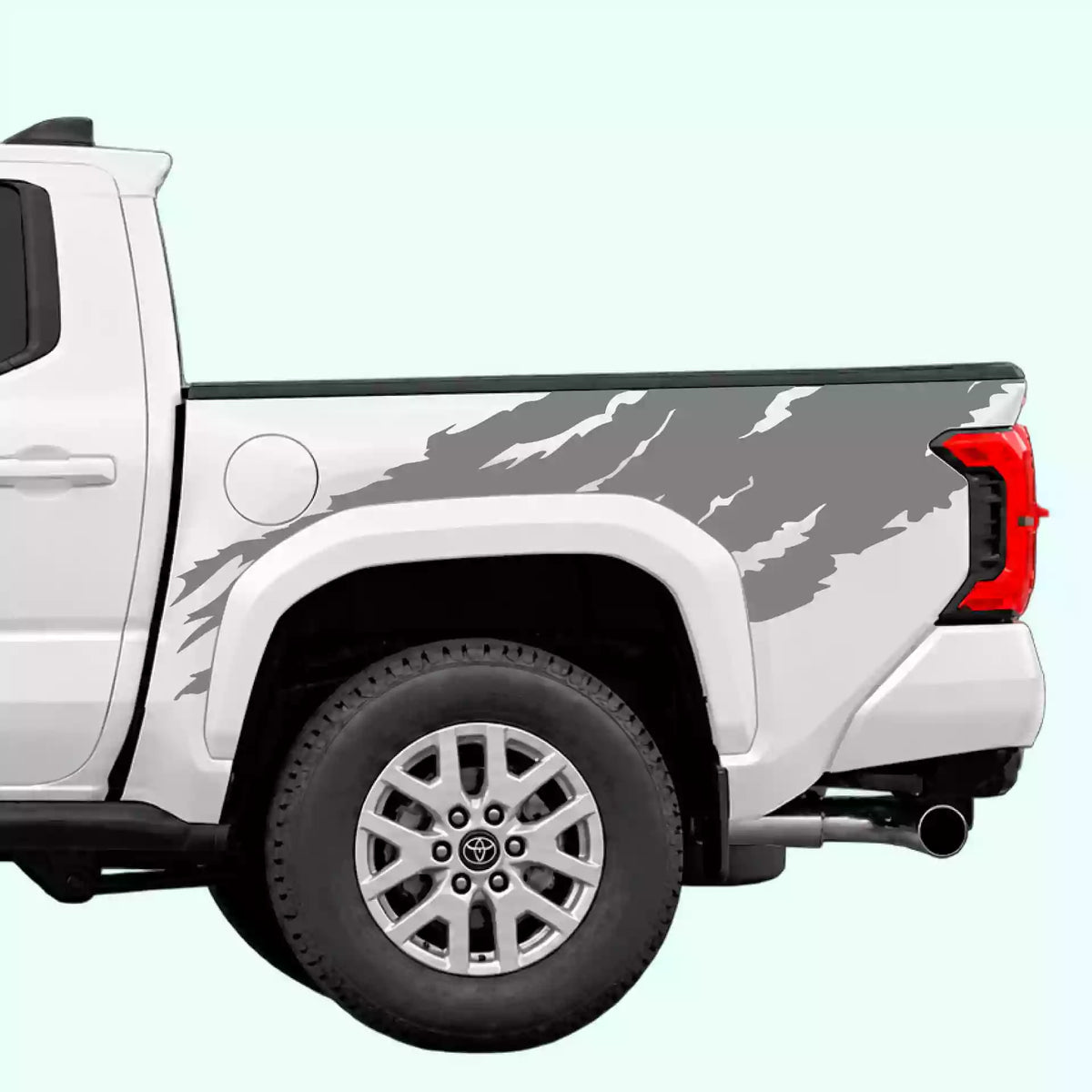 4th Gen Toyota Tacoma Torn Off Road Bed Decals Vinyl Graphics Kit Gray