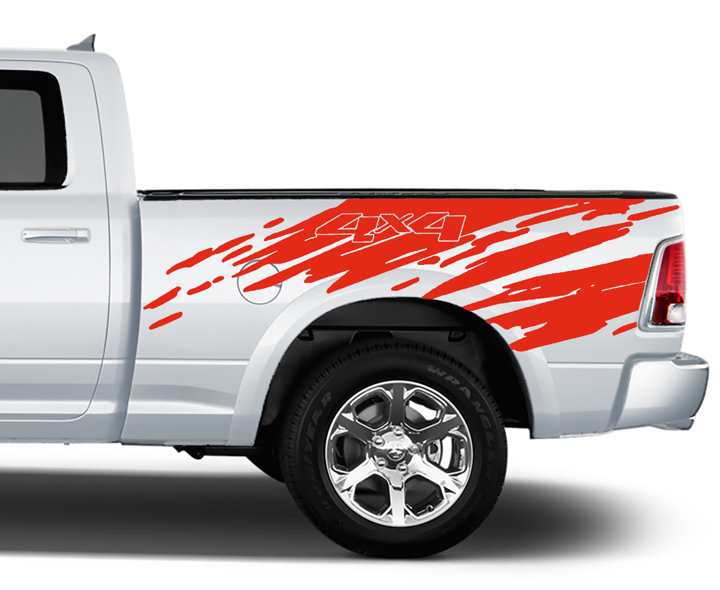 4x4 bed splatter bed graphics for dodge ram 1500 2009 to 2018 models red