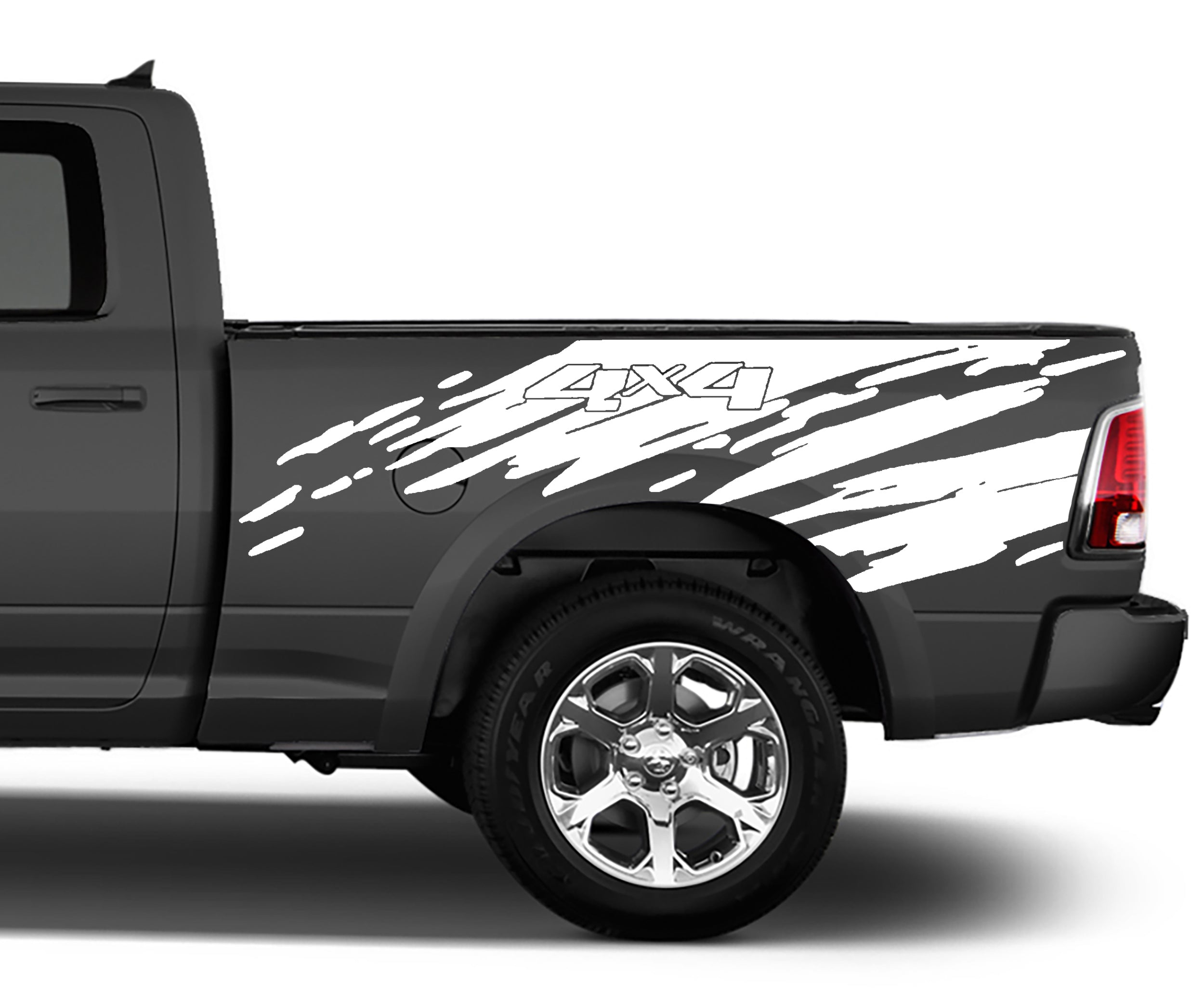 4x4 bed splatter bed graphics for dodge ram 1500 2009 to 2018 models white