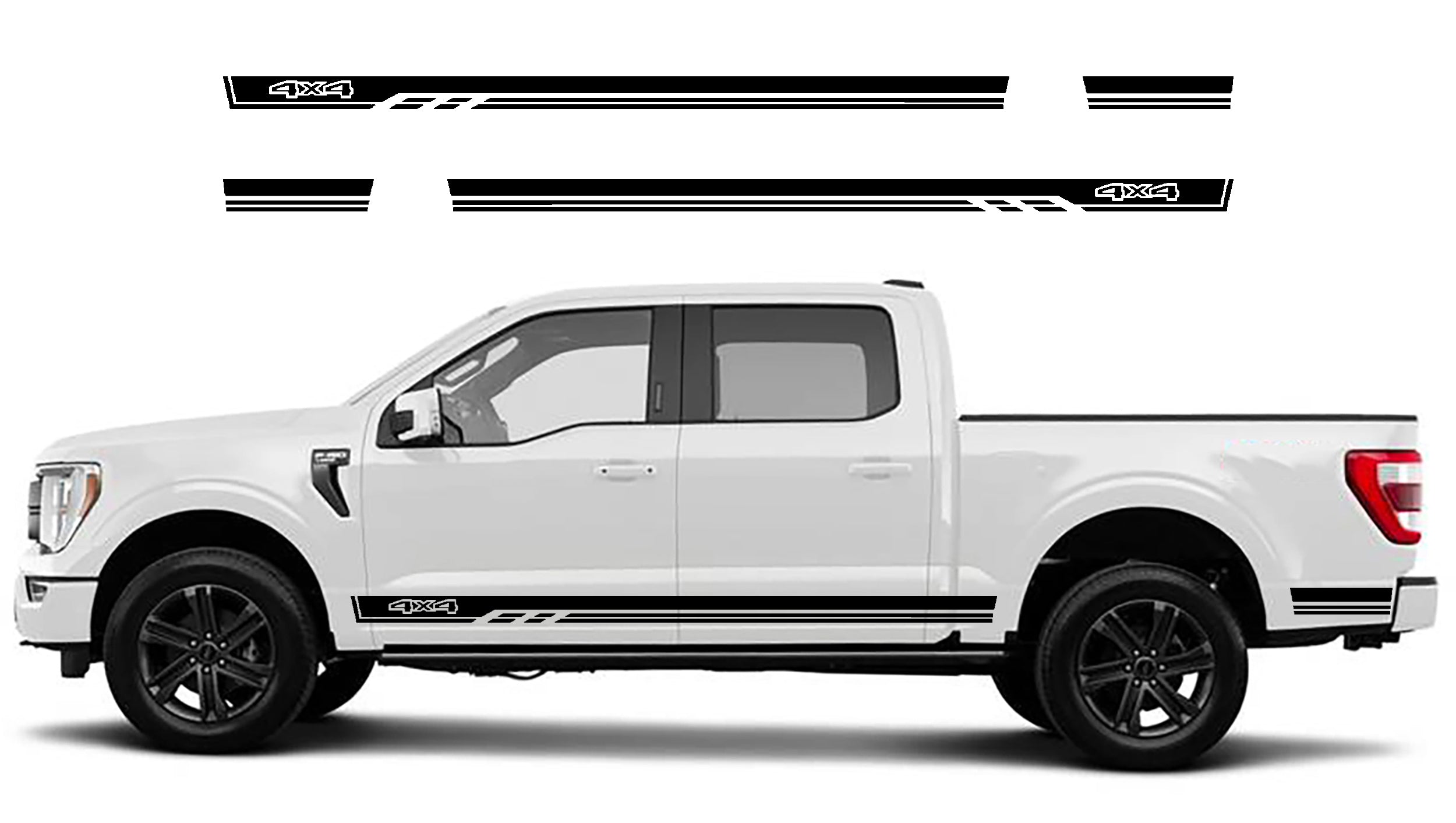 Ford F-150 4x4 Rocker Panel Stripes Decals (Pair) : Vinyl Graphics Kit Fits (2021-2023)
