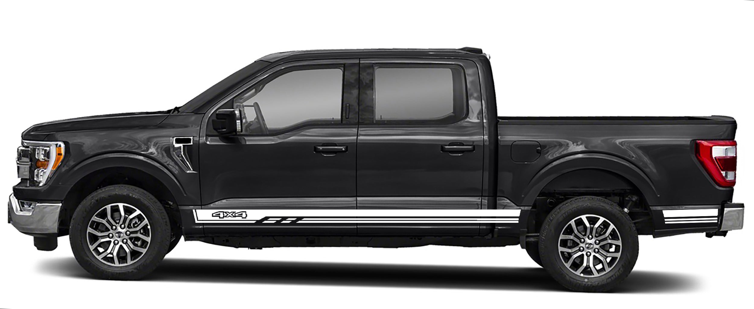 4x4 rocker panel stripes vinyl graphics for ford f 150 2021 to 2023 models white