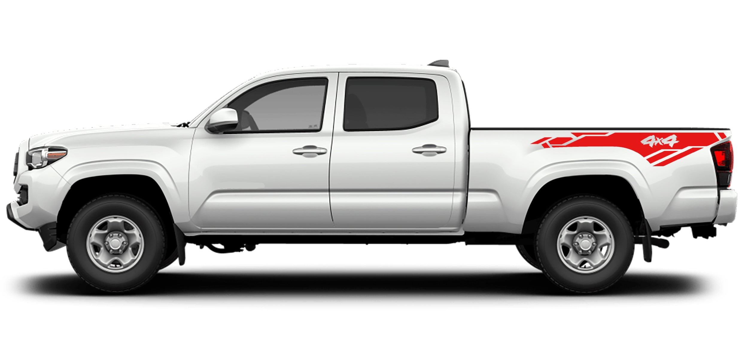4x4 bed decals for toyota tacoam 2016 to 2023 models red