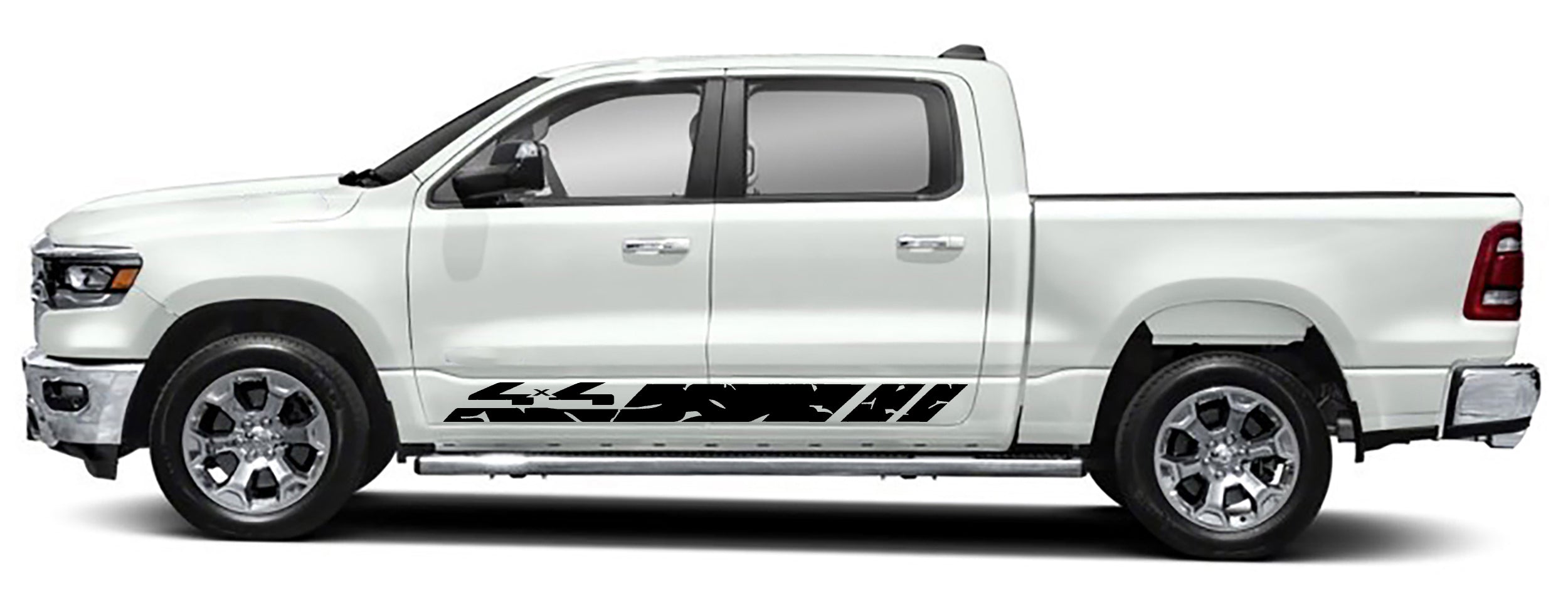 4x4 rocker panel stripe graphics for dodge ram 1500 2500 2019 to 2023 models black