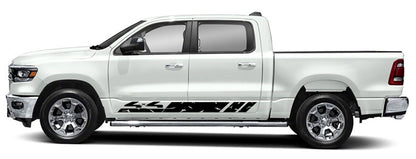 4x4 rocker panel stripe graphics for dodge ram 1500 2500 2019 to 2023 models black