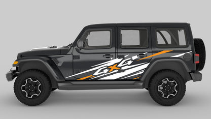 4x4 Side Decals & Graphics Kit for Jeep Wrangler JL white and yellow color