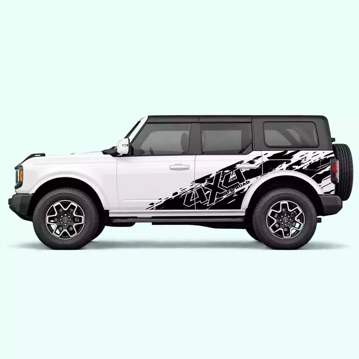 6th Gen Ford Bronco 4x4 Mud Splash Side Decals Vinyl Graphics Kit Black