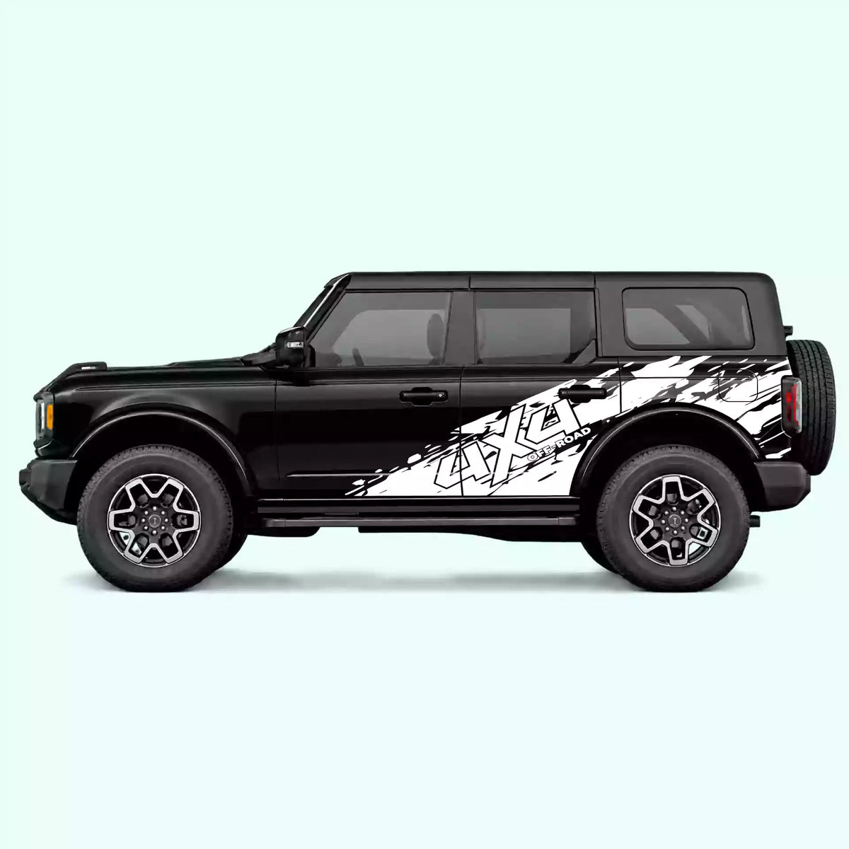 6th Gen Ford Bronco 4x4 Mud Splash Side Decals Vinyl Graphics Kit White