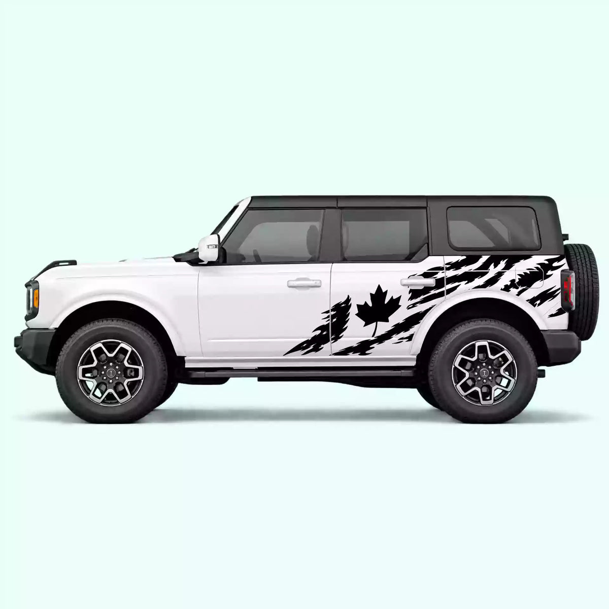 6th Gen Ford Bronco Canada Flag Side Decals Vinyl Graphics Kit Black