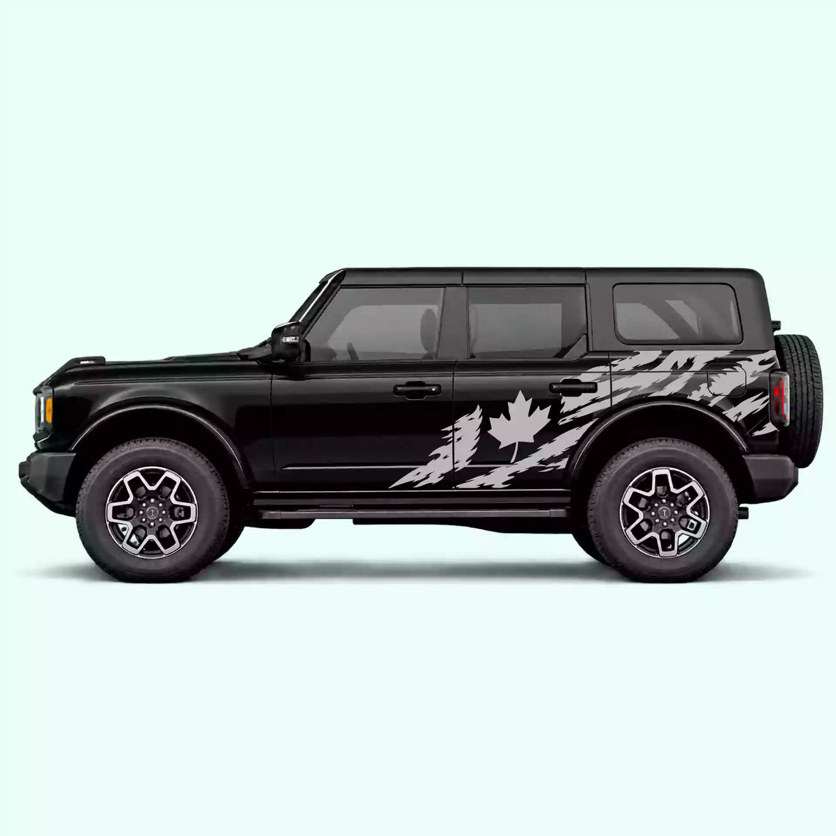 6th Gen Ford Bronco Canada Flag Side Decals Vinyl Graphics Kit Gray