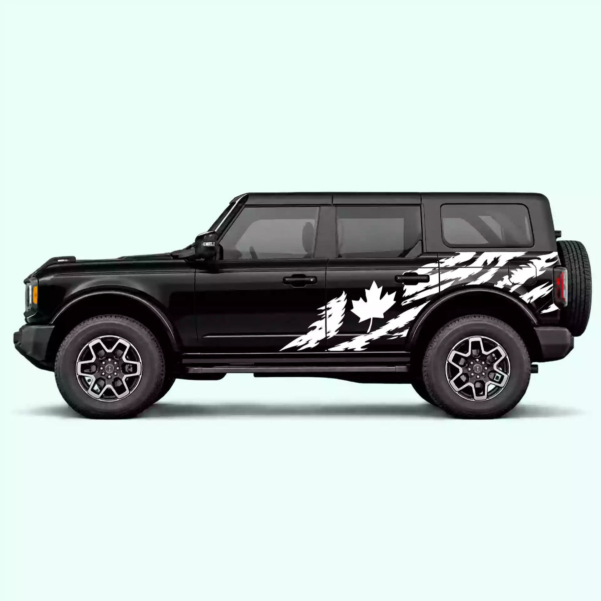 6th Gen Ford Bronco Canada Flag Side Decals Vinyl Graphics Kit White