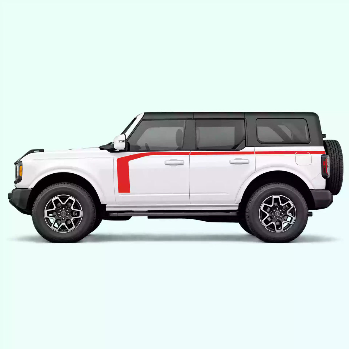 6th Gen Ford Bronco Hockey Stick Side Stripes Vinyl Graphics Kit Red