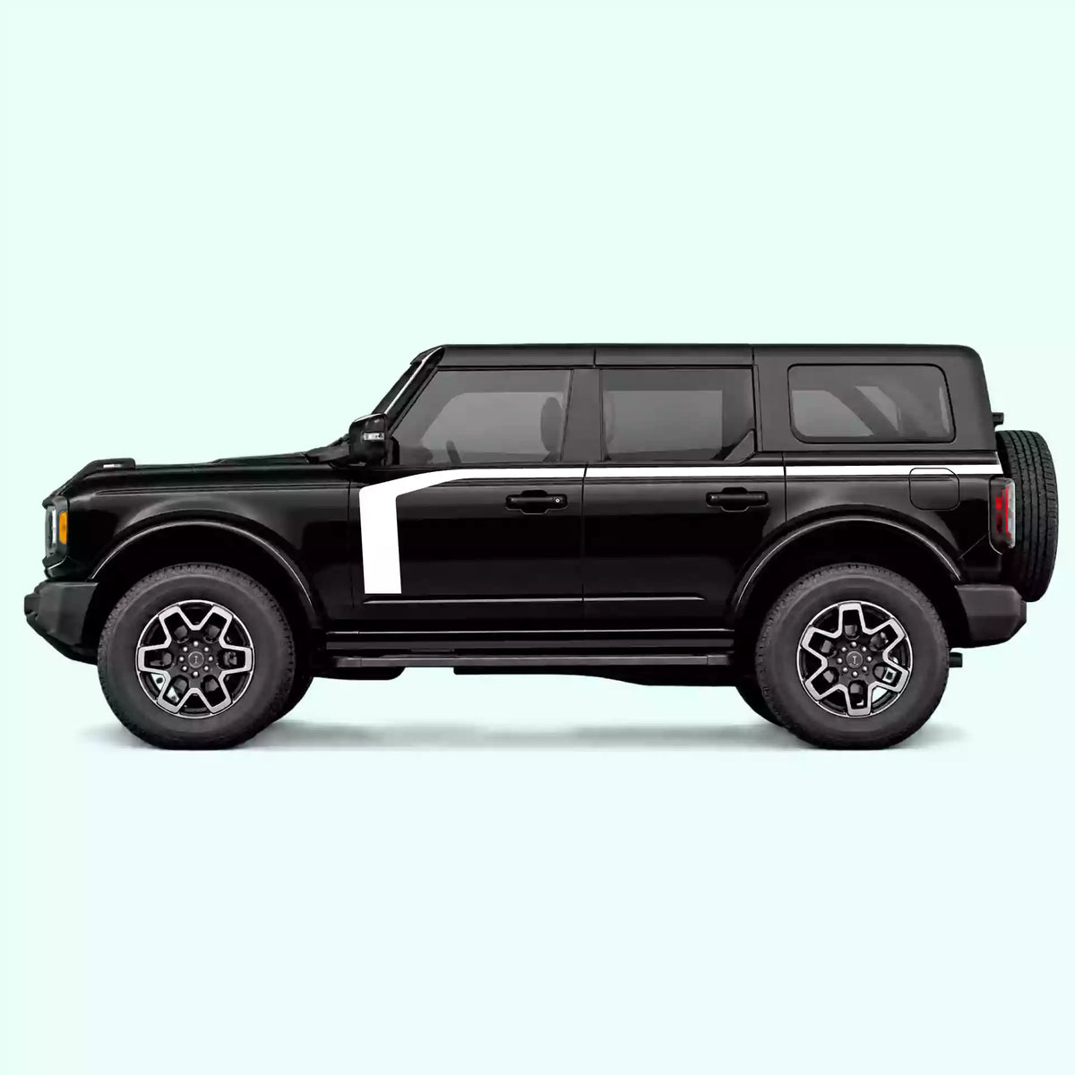 6th Gen Ford Bronco Hockey Stick Side Stripes Vinyl Graphics Kit White