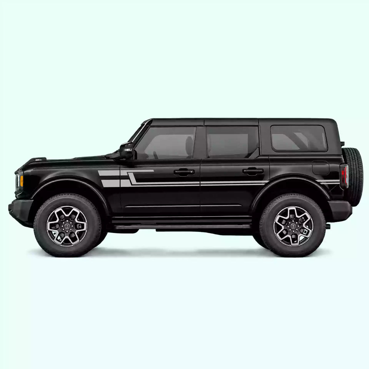 6th Gen Ford Bronco Liner Side Stripes Vinyl Graphics Kit Gray