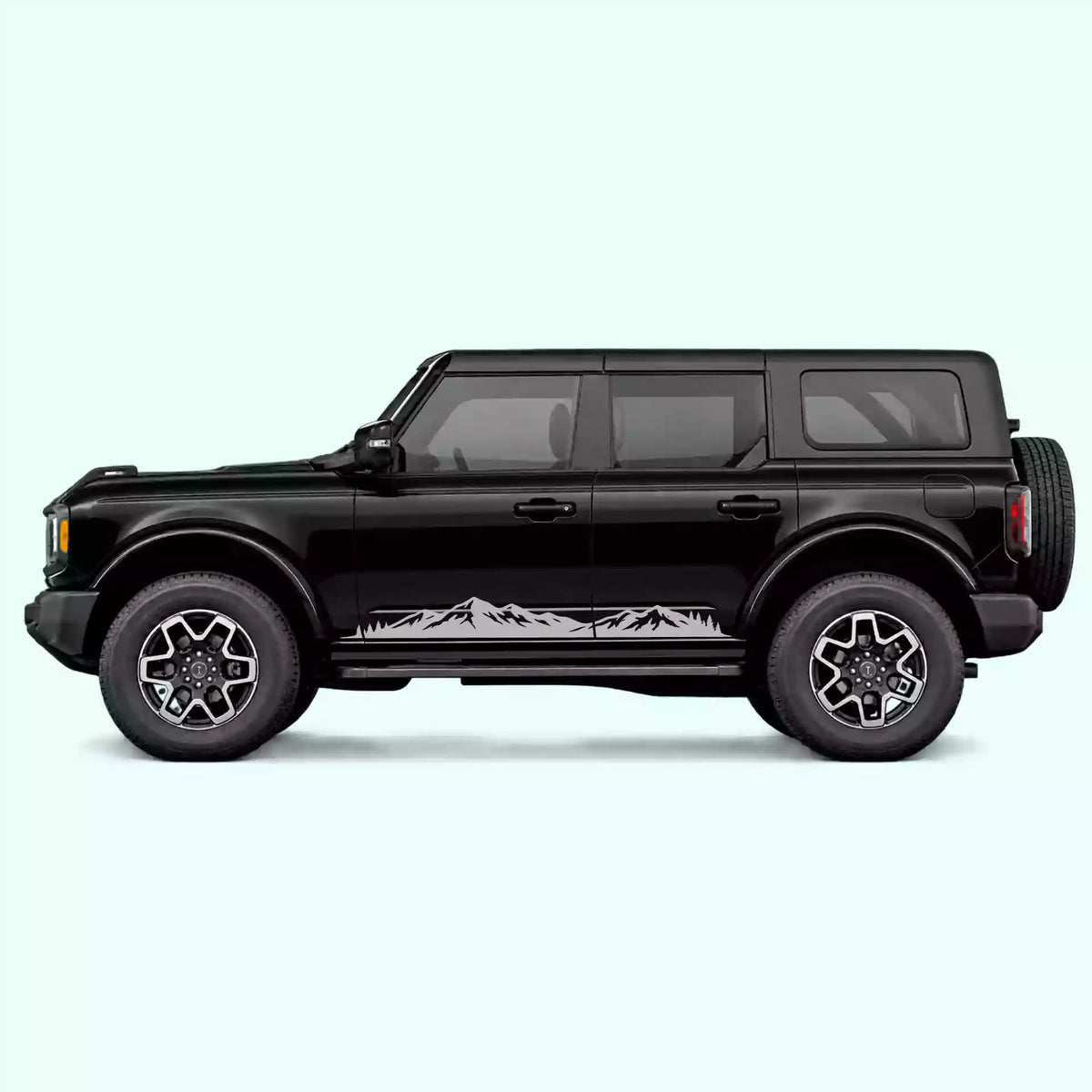 6th Gen Ford Bronco Mountain Range Rocker Stripes Vinyl Graphics Kit Gray