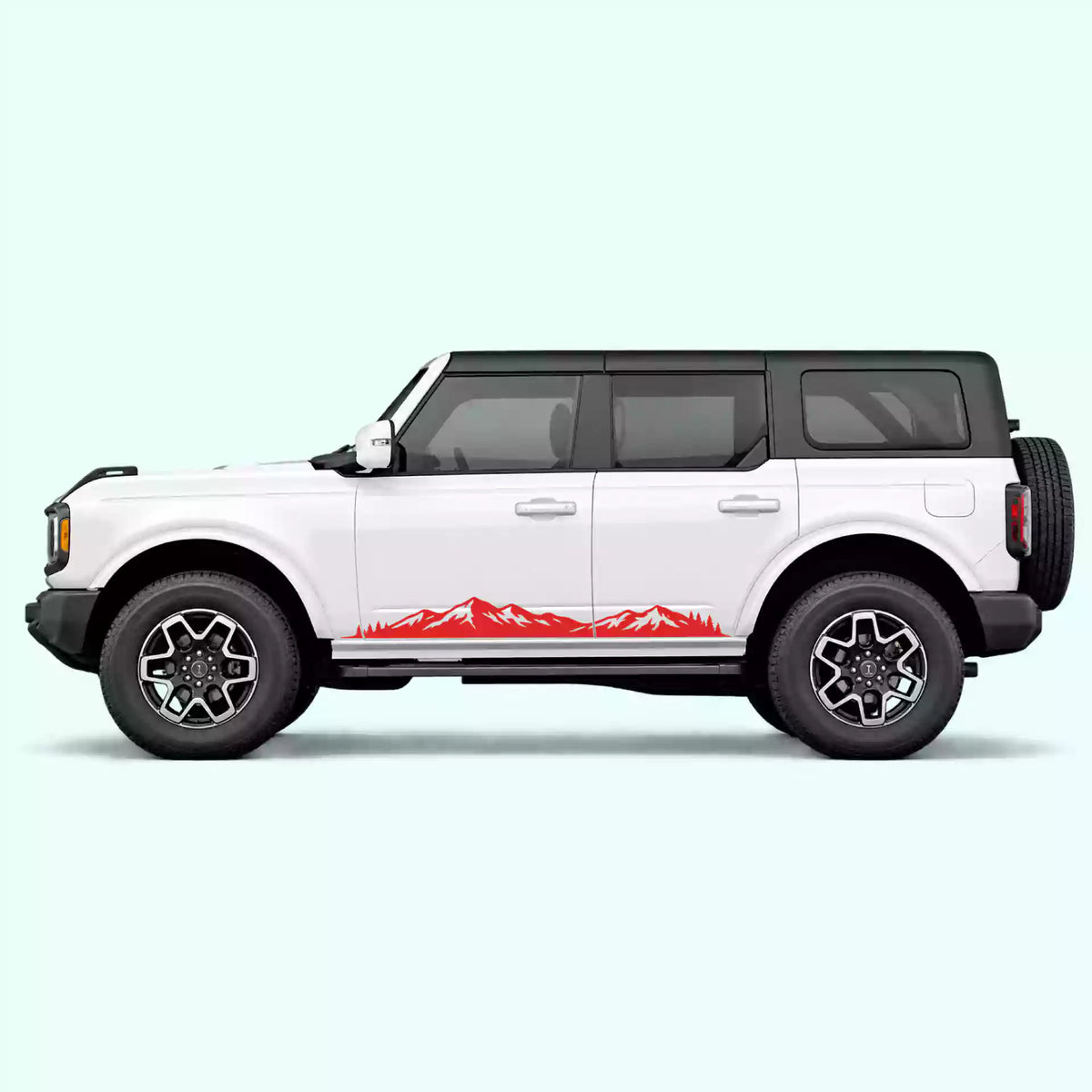 6th Gen Ford Bronco Mountain Range Rocker Stripes Vinyl Graphics Kit Red