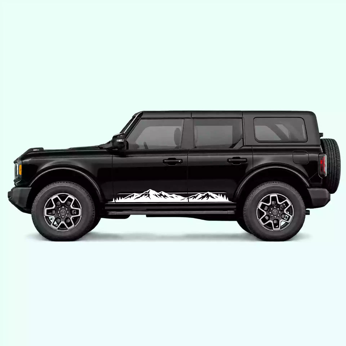 6th Gen Ford Bronco Mountain Range Rocker Stripes Vinyl Graphics Kit White